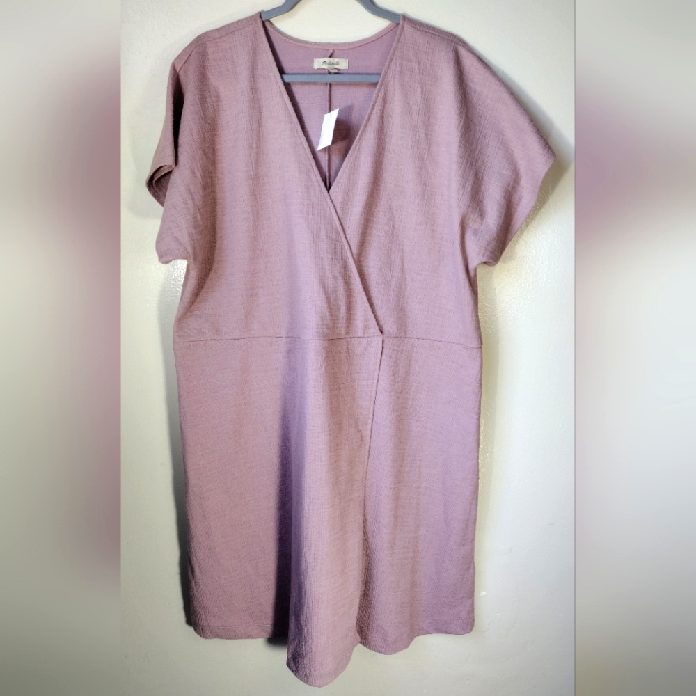 Madewell Cross-Front Faded Mauve Flutter Sleeve Mini Dress Size 2X